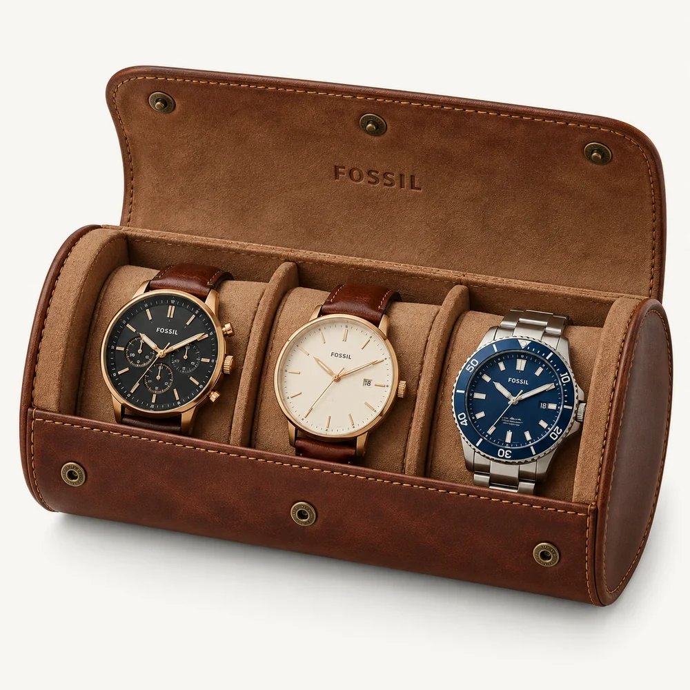 Hộp cuộn đựng đồng hồ Fossil 3 ngăn